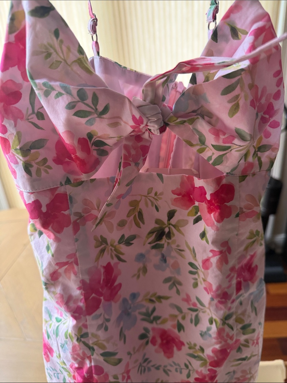Hello Molly Pink Floral Mini Dress with tie front and cut out - Picture 6 of 7